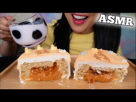 ASMR THAI TEA LAVA CAKE + KYOHO GRAPES JELLY (SOFT RELAXING EATING SOUNDS) LIGHT WHISPERS | SAS-ASMR