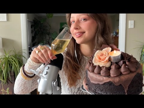 ASMR | Birthday Cake Mukbang 🎂 - Sticky Mouth & Eating Sounds 