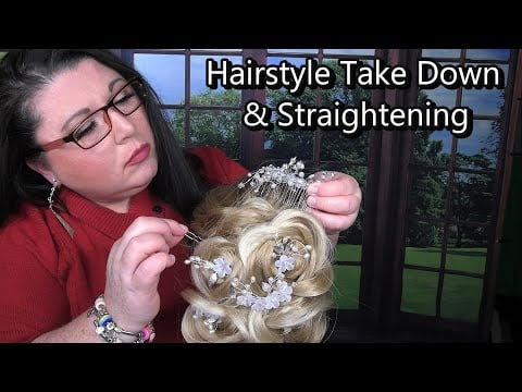 ASMR Hairstyle Take Down & Hair Straightening (Whispering, Hair Brushing) Hair Salon Roleplay
