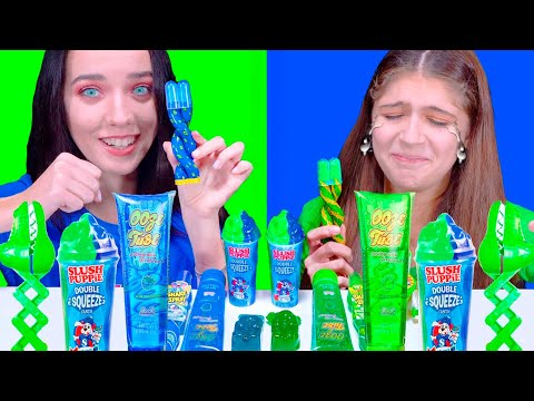 ASMR Green, Red, Pink, Blue Gummy CANDY MUKBANG 먹방 | Best Compilation
