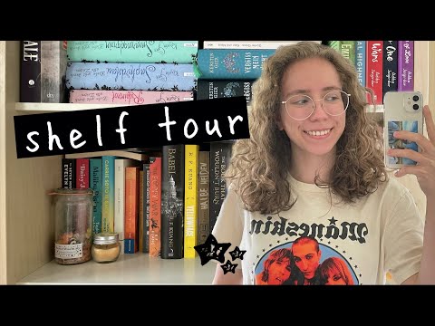 ASMR Book Shelf Tour 📚🤍 Lo-Fi (whispering, book triggers, ...)