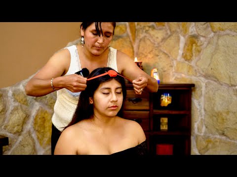 Doña Esperanza gives a soft spoken ASMR face & back massage, neck cracking for peace and relaxation