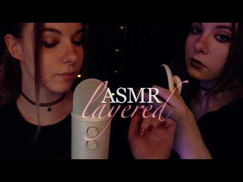 layered ASMR | close up clicky Whispering & Unintelligible - Rain Ambience, Ear Tapping, Ramble