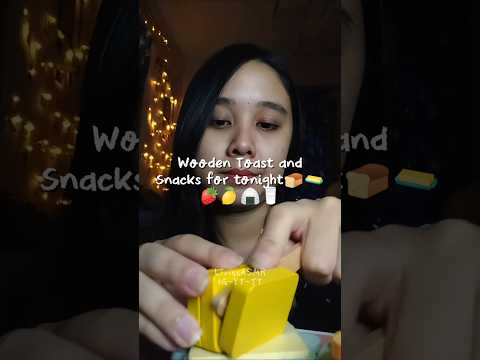 ASMR Wooden Toast and Snacks for your night 🍞🧈💗🍋🍓🍙🥛 #asmr #wooden #woodentoys #toast