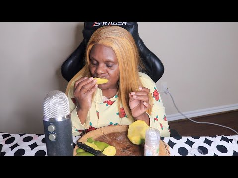 MANGO ROASTED GARLIC SEA SALT ASMR EATING SOUNDS