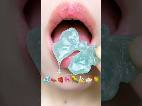 Asmr Eating Tanghulu Kohakuto Emoji Food 🥭🎀💦 #asmr #mukbang #emojichallenges #satisfying #eating