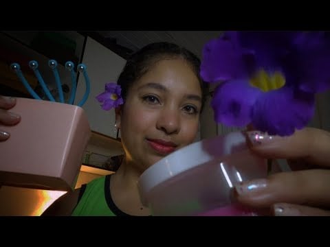 ASMR SPA para Elas: Massagem modeladora na cintura, coxas, barriga, limpeza facial, óleo no cabelo🌙🌿