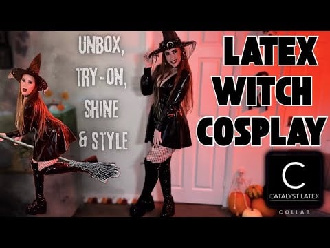 Latex Witch Cosplay (unbox, try-on, shine & style for Halloween) 