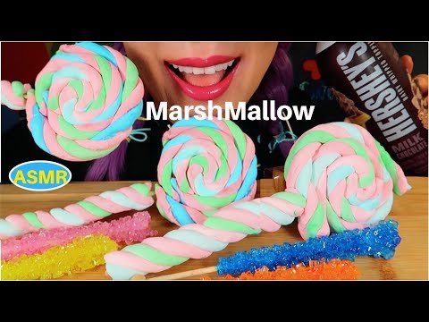 ASMR 푹신푹신 마쉬멜로우+락캔디(크리스탈캔디) 리얼사운드 먹방 | MARSHMALLOW+ROCK CANDY EATING SOUND| CURIE.ASMR