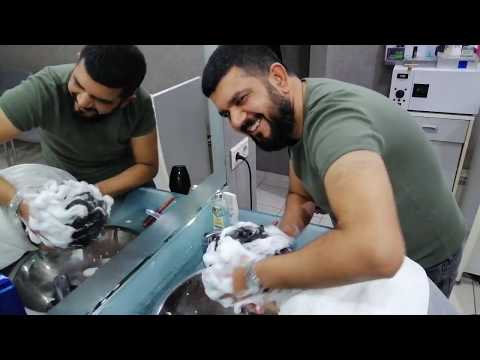 ASMR Turkish Barber-foam head washing and miracle head massage(arm,neck,back)-finger cracks