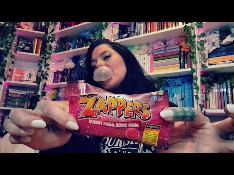 ASMR- Gum Chewing, Bubble Blowing/Inhaling Zappers Mega Sour Gum 🍒