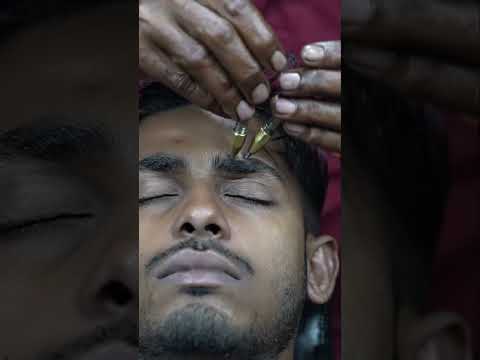 Indian Unique Pin Pen ASMR Head Massage By Old School Barber #shorts