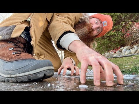 ASMR🧊Tapping Icy Puddles Around Town🧊