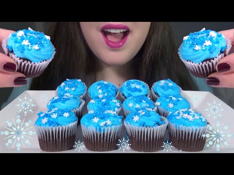 ASMR Snowflake Chocolate Cupcakes ❄️ Soft Relaxing Eating Sounds