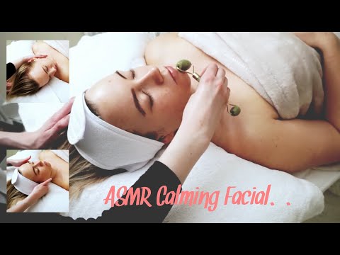 ASMR Delicate facial with Jade roller (gentle music & soft spoken)