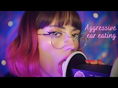 ASMR aggressive ear licking with panning - no talking