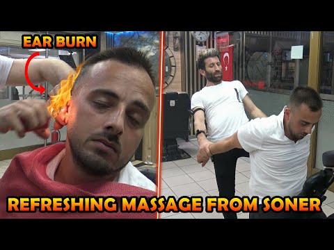 ASMR REFRESHING MASSAGE FROM SONER & NECK-BACK CRACK & Barber Head, Back, Ax, Arm, Leg, Ear Massage