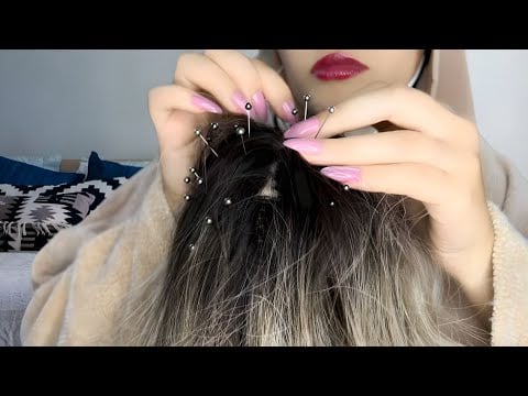 ASMR Wig On Mic 💆🏻‍♀️📍 Scalp Check, Needles Removal, Hair Pulling (no talking)