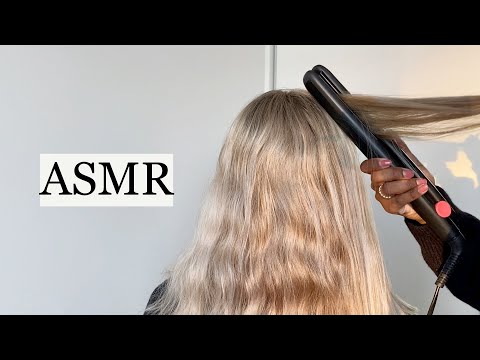 FRIEND TRIES ASMR 2 🤍 (hair straightening, hair play, styling, spraying, brushing, no talking)