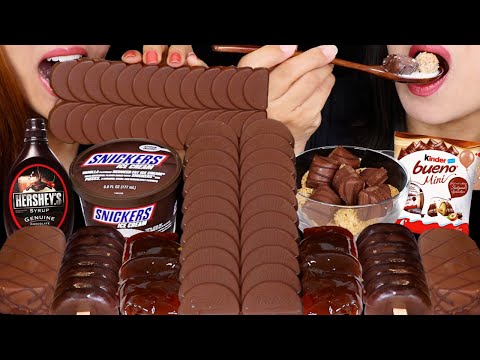 ASMR SNICKERS CHOCOLATE ICE CREAM SUNDAE, WARABI MOCHI, SNOWSKIN MOONCAKE, CHOCOLATE ORANGE BAR 먹방