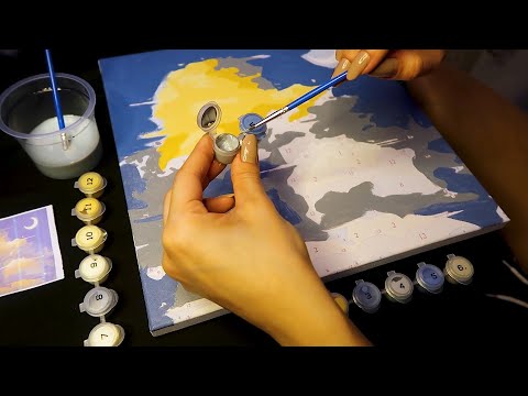 ASMR - PINTANDO PAISAGEM EM AQUARELA 🎨 sussurros, sons de pincéis e barulho de chuva com trovões ☔️