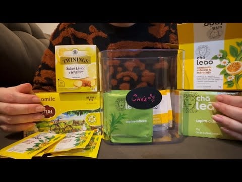 ASMR: UNBOXING + ORGANIZANDO MEUS CHÁS
