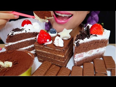 ASMR BlACK FORESTCAKE, CHOCOLATE CAKE,TIRAMISU MOUSSE 초코초코 케익, 포레스트 케익, CURIE.ASMR