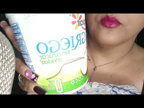ASMR Comiendo yogurth griego de coco 