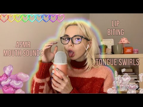 ASMR WET MOUTH SOUNDS ( lip biting, tongue swirling etc )