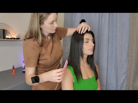 ASMR Perfectionist Curly Hair Straightening Session With Finishing Touches and Hair Perfecting