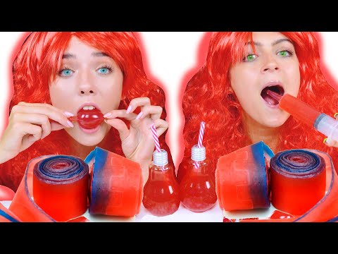 ASMR Eating Only One Color Red VS Blue Candy Race Mukbang