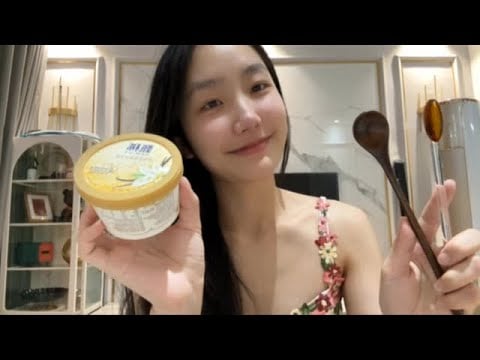 木勺 玻璃勺吃冰激凌 #ASMR助眠 #喜爱度激励计划 #快成长计划 #青春娱乐创作之星