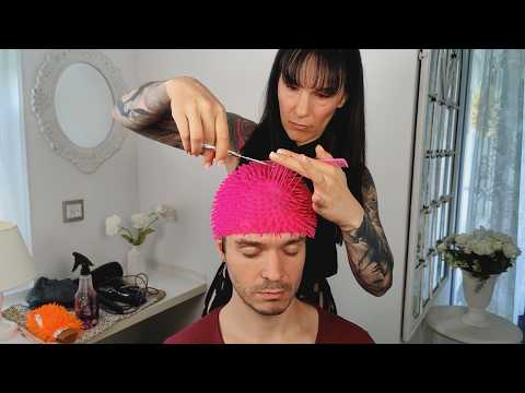Pink Rubber Hair - ASMR Hairdresser Roleplay