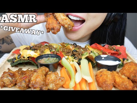 ASMR CHICKEN WINGS + NACHOS + *GIVEAWAYS (EATING SOUNDS) SOFT WHISPER | SAS-ASMR