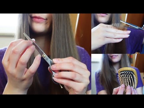 ASMR Hair Cutting and Hair Brushing | Cutting my Hair | Real Haircut (No Talking)