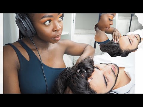 ASMR Running My Fingers Thru His Scalp | Light scratching & Nitpicking | softly whispered triggers