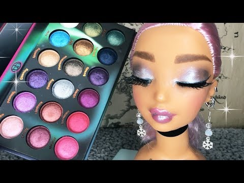 ASMR Makeup on Doll Head Ice Queen Look (Whispered)