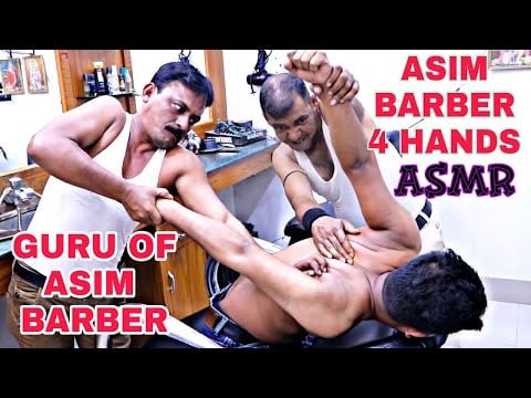 Totally Unique Asim Barber 4 Hands ASMR Massage With Guru Of Asim Barber | Guru and disciple ASMR