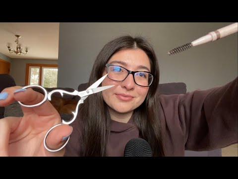 ASMR DOING YOUR EYEBROWS| up close personal attention