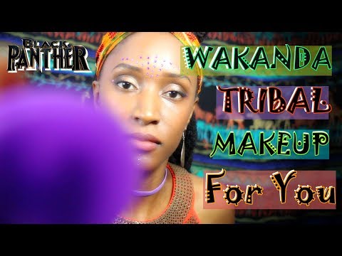 ASMR (Black Panther) TRIBAL MAKEUP in WAKANDA (NO MUSIC)