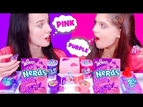 ASMR Pink Food VS Purple Food EATING Mukbang