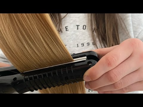ASMR hair brushing + straightening your hair | Real hair | hair straightening | no talking