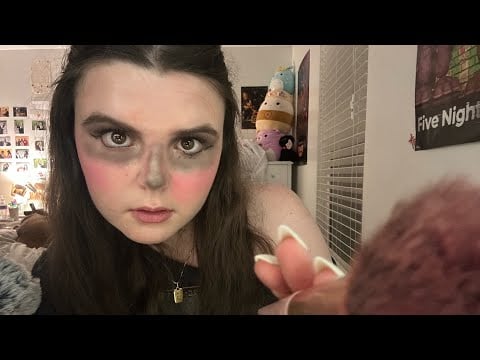 ASMR performative emo baddie goth does your makeup 