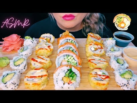 ASMR SUSHI PLATTER MUKBANG 먹방  *BIG BITES* EATING SOUNDS | NO TALKING