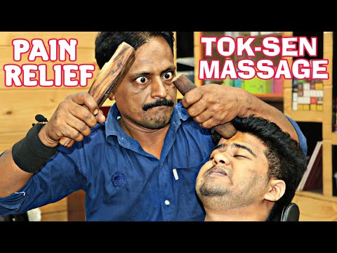 Tok Sen Massage On Head For Pain Relief | Head & Body Tok Sen Massage By Indian Barber Uttam | ASMR