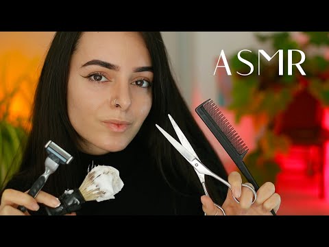 ASMR Men's Hair & Beard Trim (Closeup & Whispered) | Nymfy Official