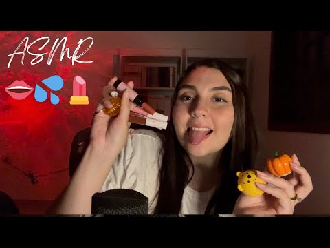 ASMR - TE MOSTRANDO MINHA COLEÇÃO DE GLOSS sons de boca molhados | tapping | sons de gloss