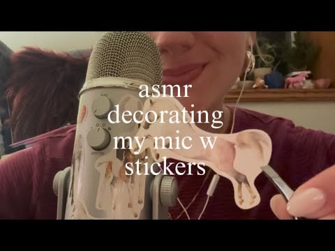ASMR decorating my blue yeti mic with stickers! (soft whispers, tapping, sticky touching/taps) 🐴