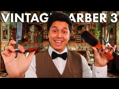 ASMR | 1950's Haircut & Shave w/ Drink Service | Vintage Barbershop