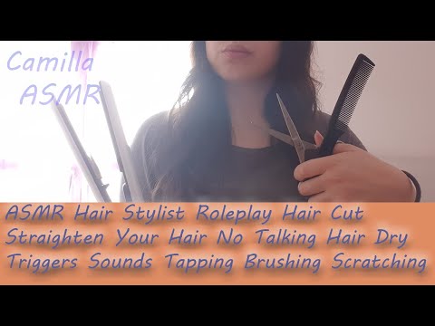 ASMR Hair Stylist Roleplay | Hair Cutting and Straightening | No Talking✂️